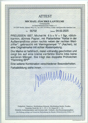 1 Sgr. Freimarke 1857, rötlichkarmin auf dünnem Papier. Die ...